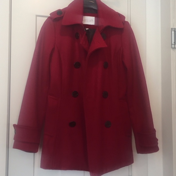 dark red peacoat